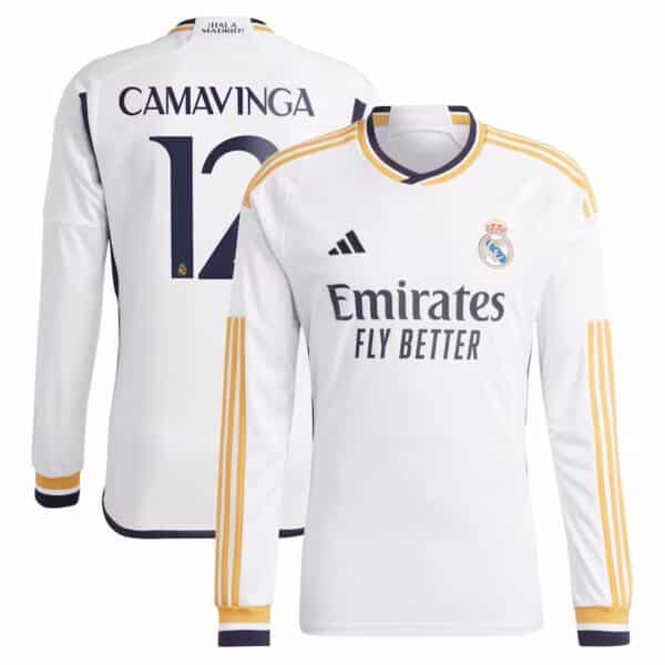 MAILLOT REAL MADRID DOMICILE CAMAVINGA MANCHES LONGUES 2023-2024